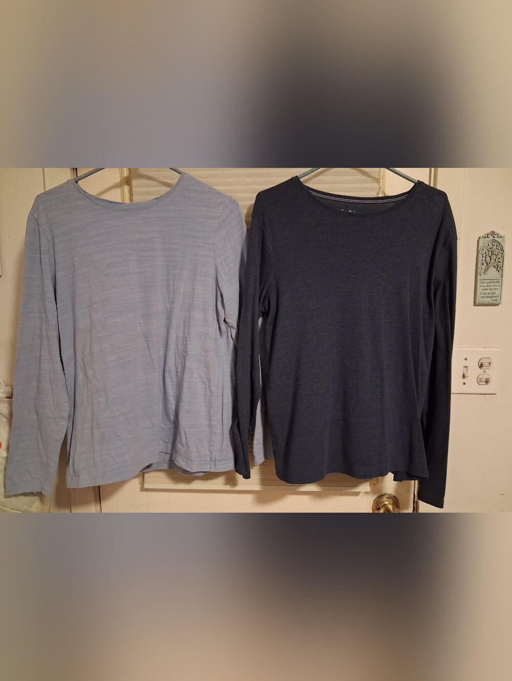 Women's Long Sleeve Classic Tee Light Blue & Navy Blue